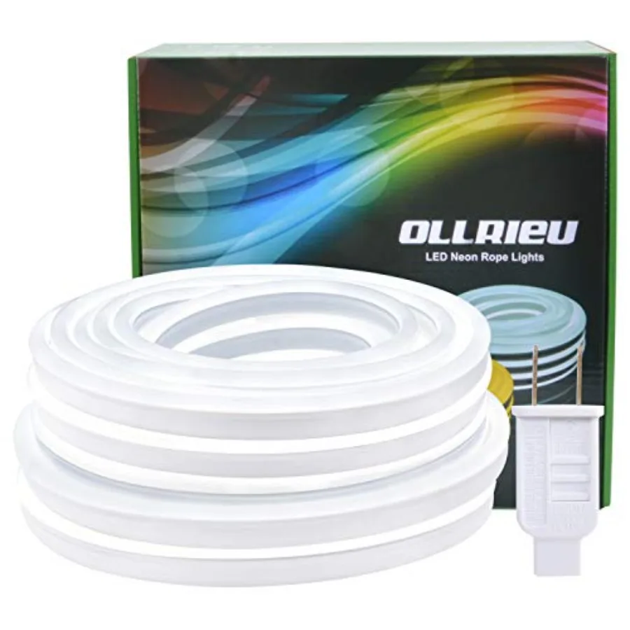 

LED Neon Rope Lights 50Feet Bright Outdoor Lighting Waterproof 6000K 110V UL Power Plug-in 1800 Units SMD2835 Indoor Connectabl
