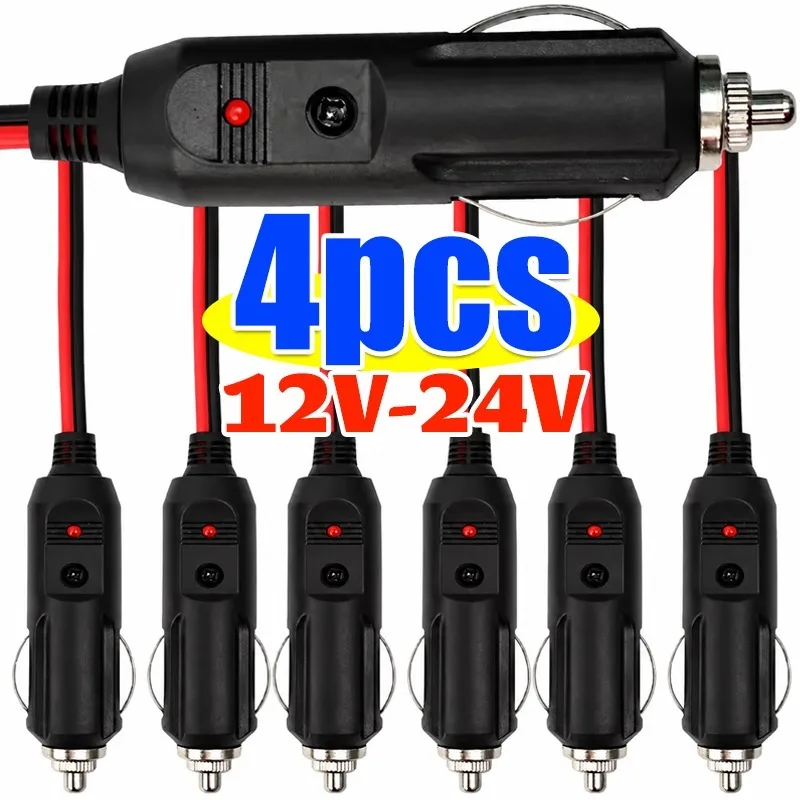 20A Auto Male Car Cigarette Lighter LED Socket Plug Connector Adapter Sigaretten Aansteker Auto Copper Wire High-power 12V/24V