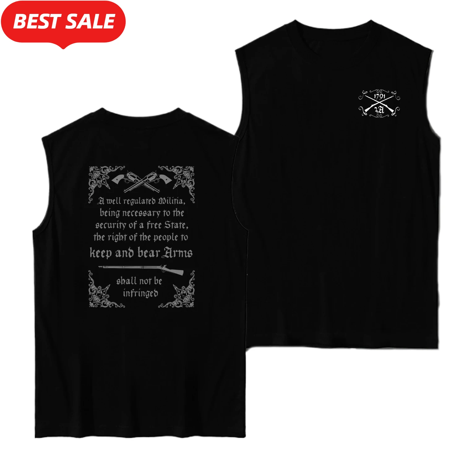 

To Keep and Bear Arms. 2nd Amendment Patriot Gun Rights Tanktop 100% Cotton O-Neck Summer Casual Mens Tank Tops Sleeveless Tee