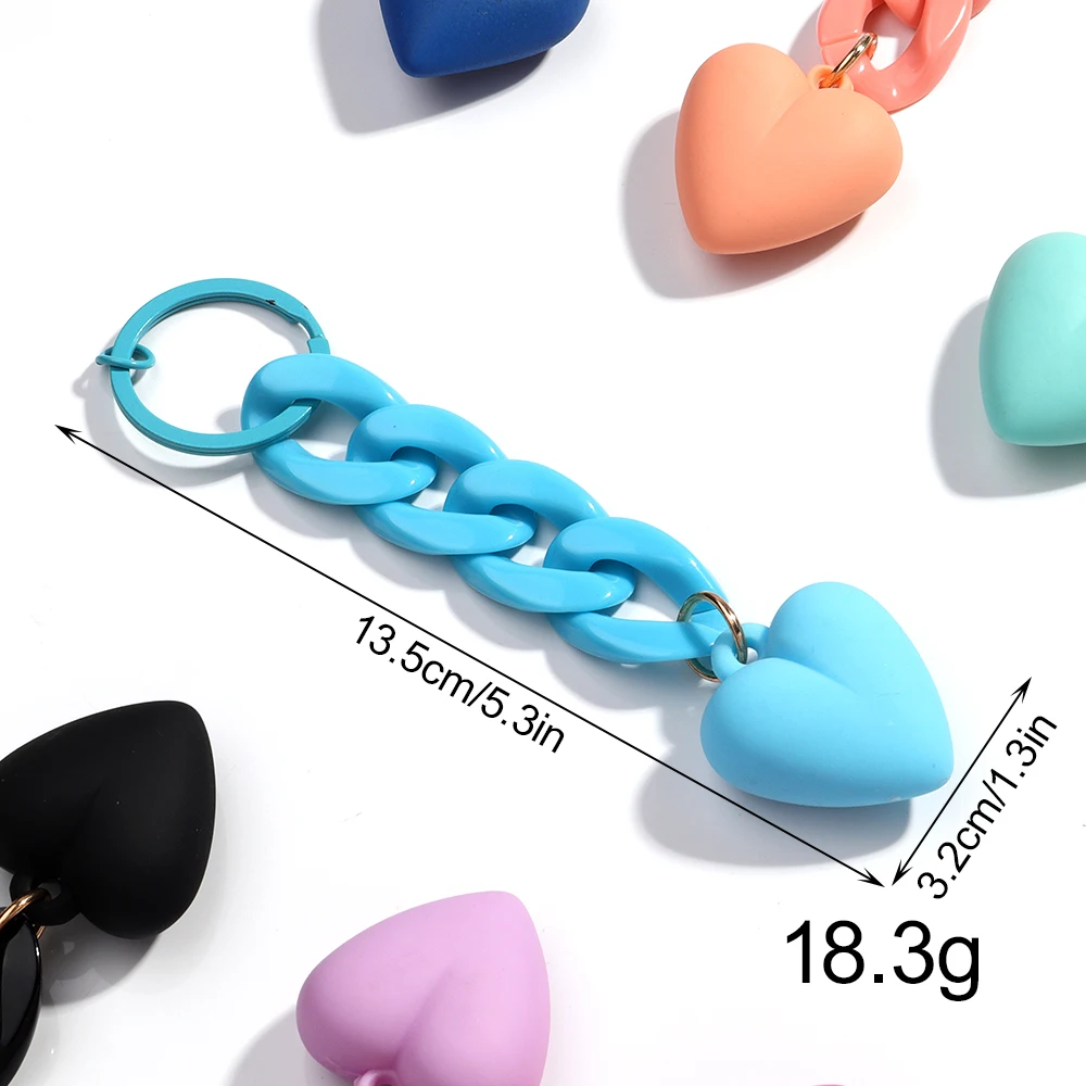 Handmade Heart Keychain Acrylic Plastic Link Chain Key Ring For Women Handbag Pendant Accessorie Car Keys Jewelry Gifts image 2
