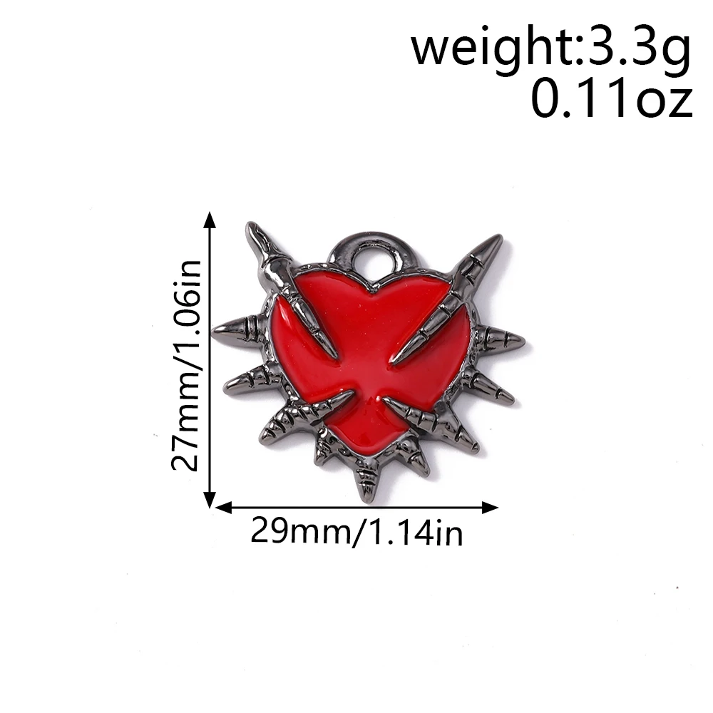 Leslie 5 Stück Retro Gothic Spinnennetz Herz Kreuz Charms für Schmuckherstellung Metall Steampunk Herz Anhänger DIY Ohrringe Halsketten – Detail 18