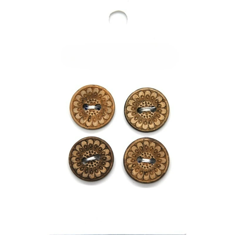 Coconut Sunflower Buttons, Brown, Sewing Fasteners, 4 Pieces