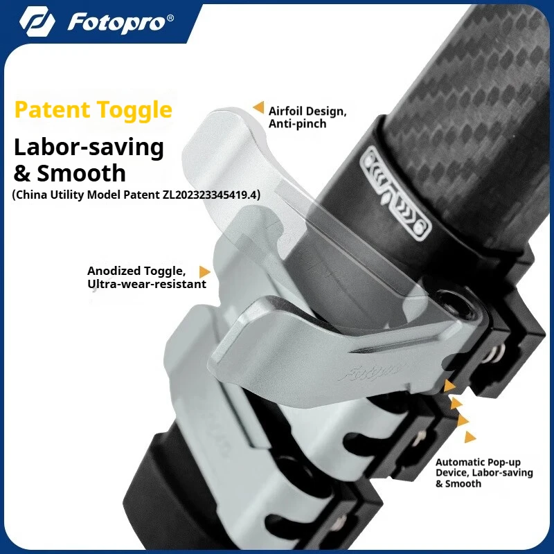 FOTOPRO Origin High-End Carbon Fibre Tripod for DSLR Cameras with Damping (Head not included)