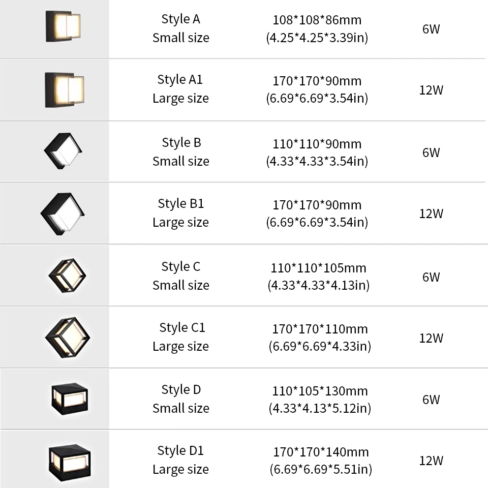 LED 벽 램프 PIR 모션 센서, 야외 방수 IP66 현대 정원 조명, 실내 거실 장식, 6W, 12W, AC110V, 220V