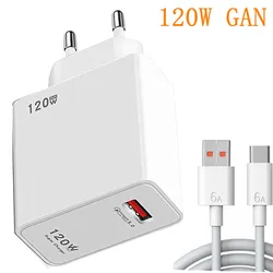 120W Gan USB Quick charge 3.0 4.0 5.0 USB Charger for iPhone 14 13 12 pro mini ipad Xiaomi poco x3 M4 Pro 5G Fast Charging Cable
