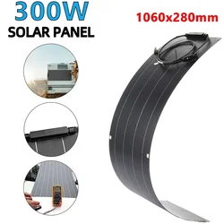 300W Solar Panel 18V PET/ETFE Flexible Monocrystalline Solars Plate Cell Battery System Kit for Marine Camping Boat RV Outdoor