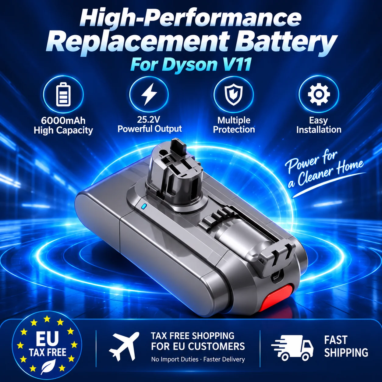 25,2V 6000mAh Akku für Dyson V11 SV15 Serie Staubsauger Fluffy 970145-02 Ersatzakku mit Schnallenverschluss