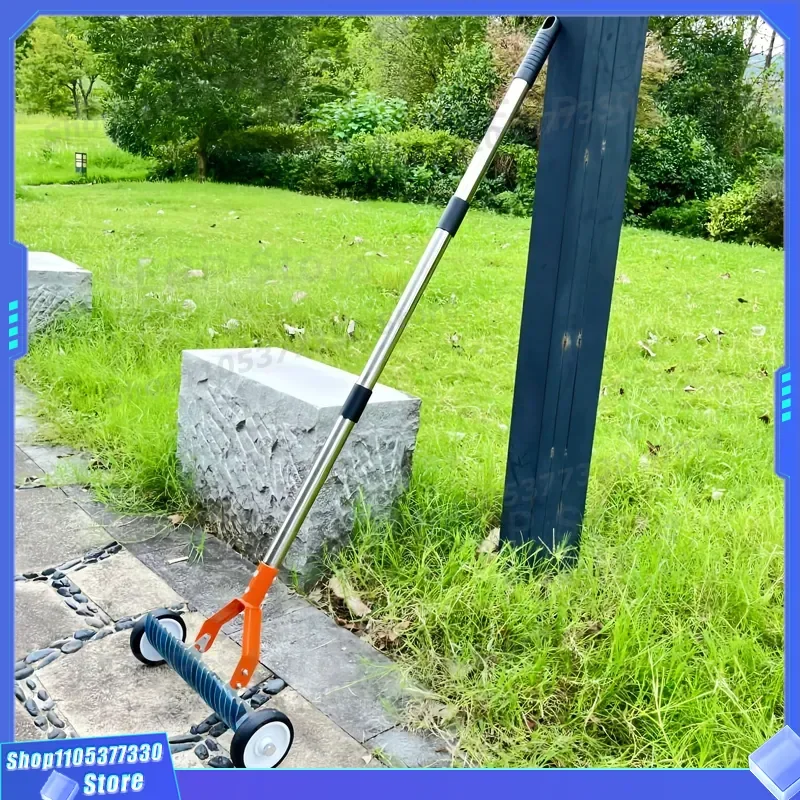 Garden Lawn Rake with Wheels Heavy Duty Grass Dead Leaf Collector Manual Weeding Roller Scarifier Tool for Yard Maintenance