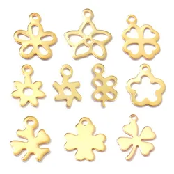 20pcs/lot Stainless Steel Clover Leaf DIY Charms for jewelry making Sunflower Bracelet Earrings Jewelry Findings Necklace