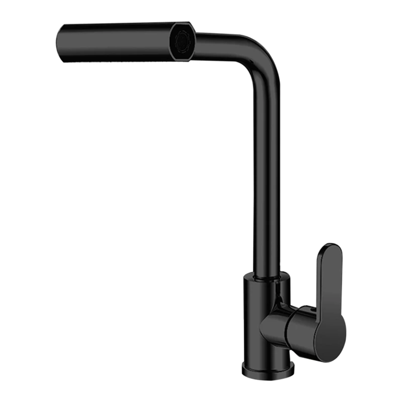 Waterfall Kitchen Faucet With 4 Modes Stream Sprayer Single Hole Deck Mounted Wash Tap Black