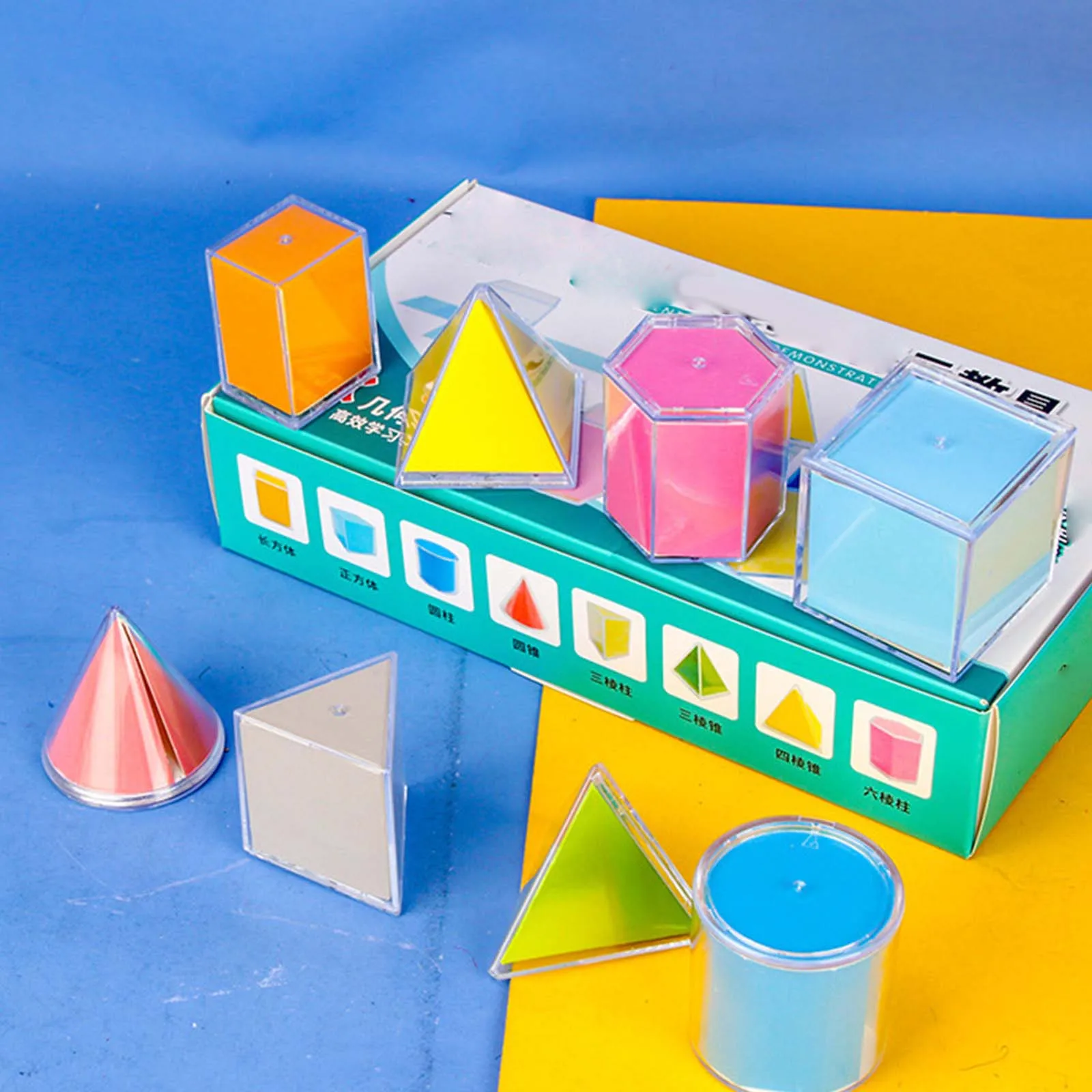 8Pcs Geometric Shape Blocks Educational Toy Math Class Accessories Montessori Toys Math Teaching Toy for Math Games Children