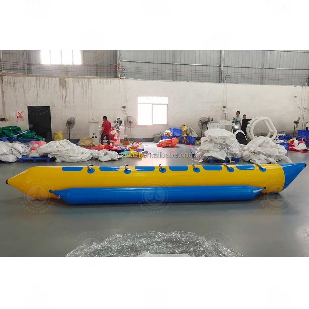 JWWater Sport Game Pvc 10 Seats Inflatable Banana Boat for Sale Jumbo Dog Ski Tube Peg Tube Dogs Jumbo Hot Dog Tube