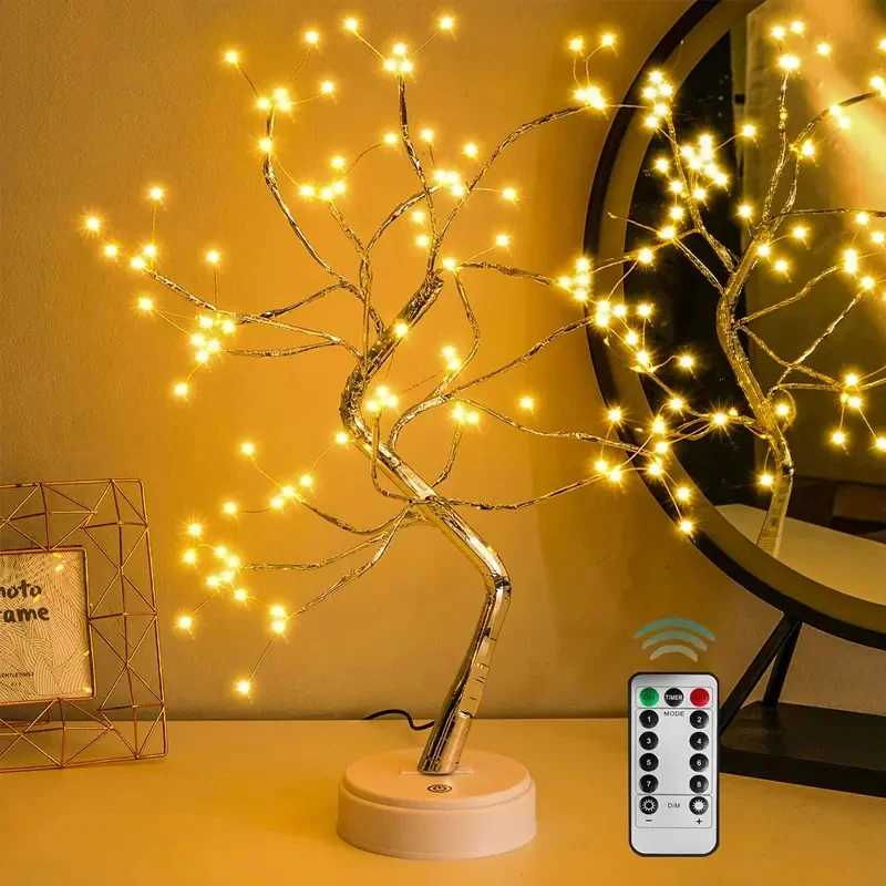 108 LED Tabletop Bonsai Tree Light With Remote Night Light Shimmer Tree Lamp For Christmas Valentine\'s Home Decoration