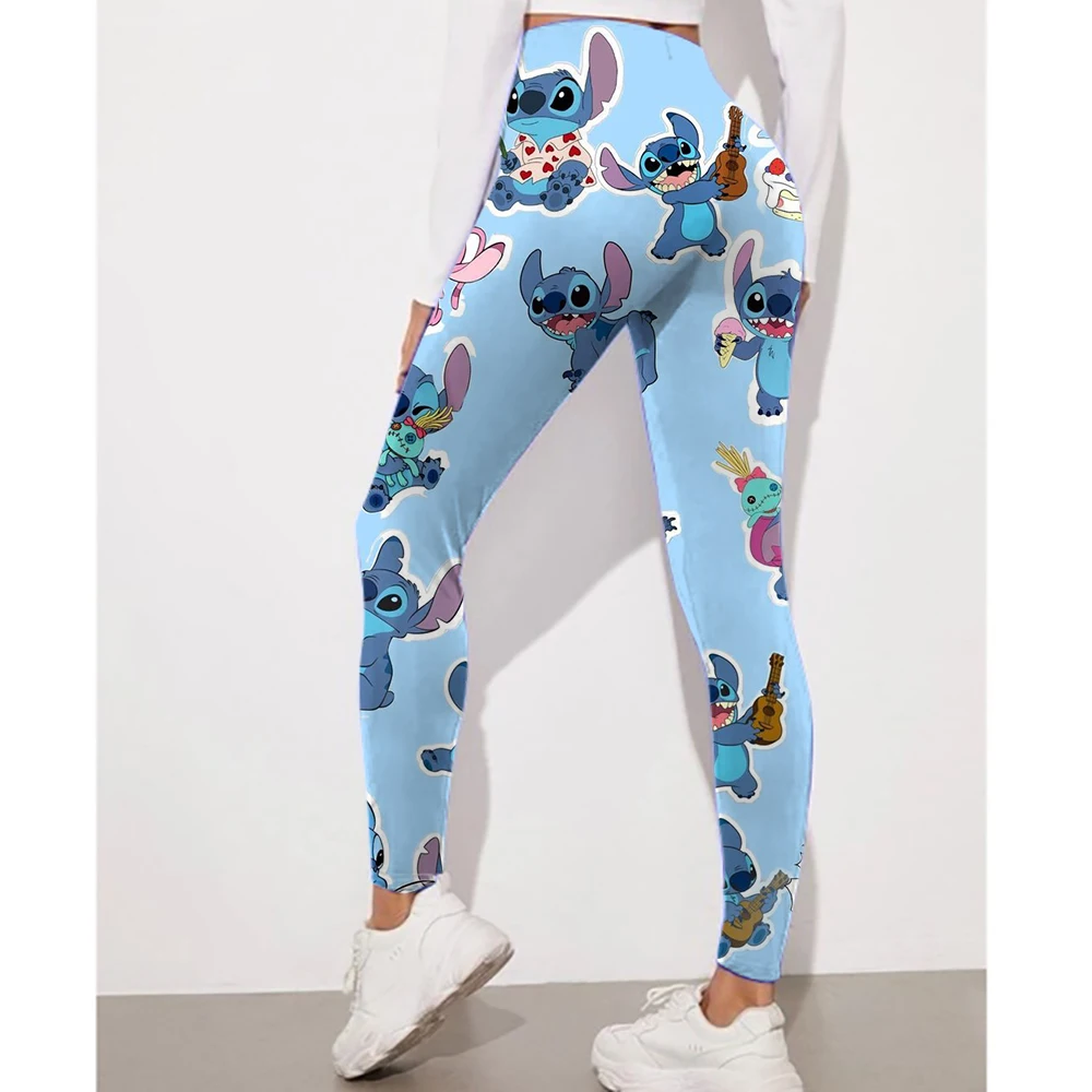Disney Stitch Printed Yoga Sports Tights Women's Running Pants Sexy Hip Lifting Tights Push Up Pants Gym