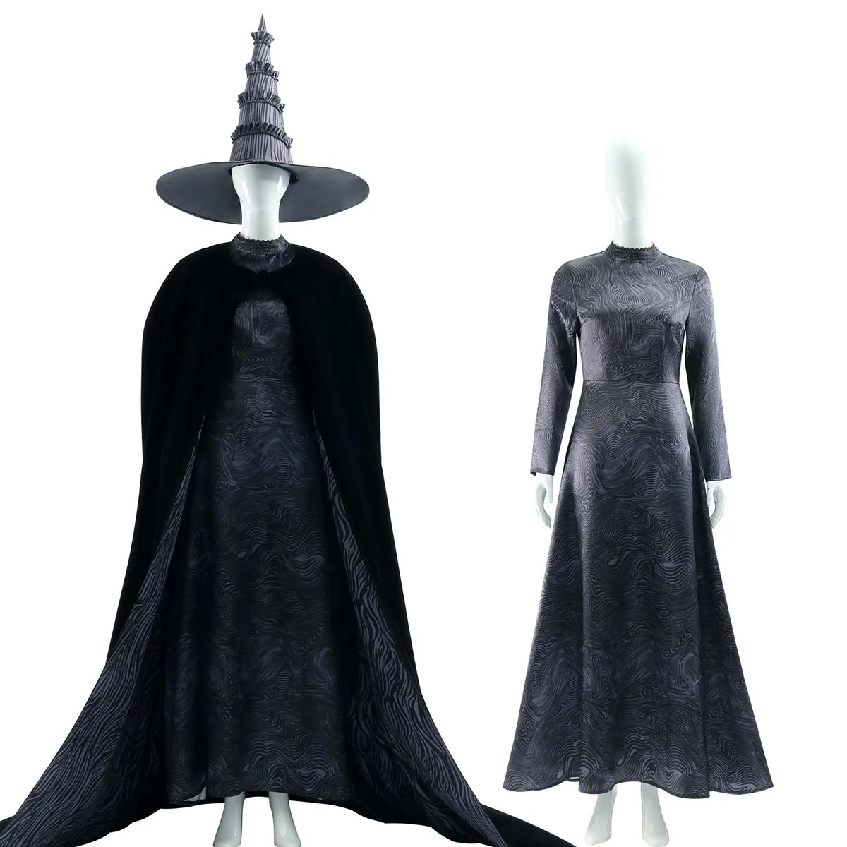 

Adult Women Witches Elphaba Cosplay Long Cloak Dresses Hat Uniform Set Costume