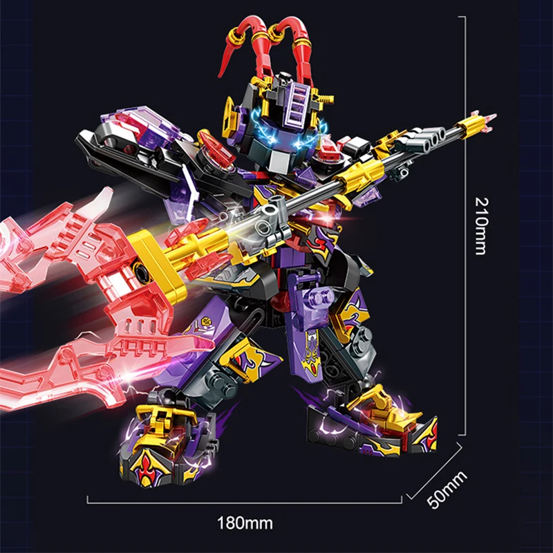 スーパーヒーローメカ戦士ビルディングブロックパープル呂布ロボットモデルDIYアクションフィギュア男の子誕生日クリスマスプレゼント子供のおもちゃ