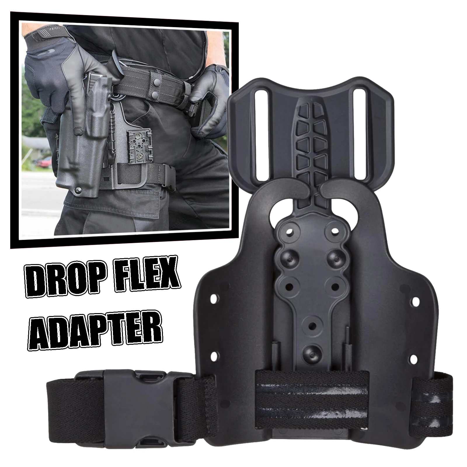 

Drop Flex Adapter with Single Strap Leg Platform for Gun Holster Adjustable Quick Locking Drop Leg Panel Qls Fast Locking System