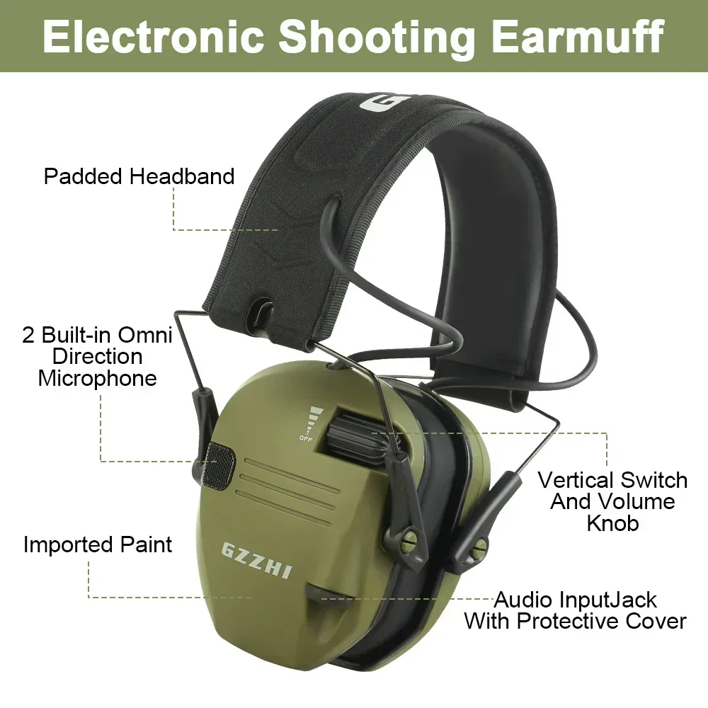 

New Earmuffs Active Headphones for Shooting Electronic Hearing Protection Ear Protect Noise Reduction Active Hunting Headphone