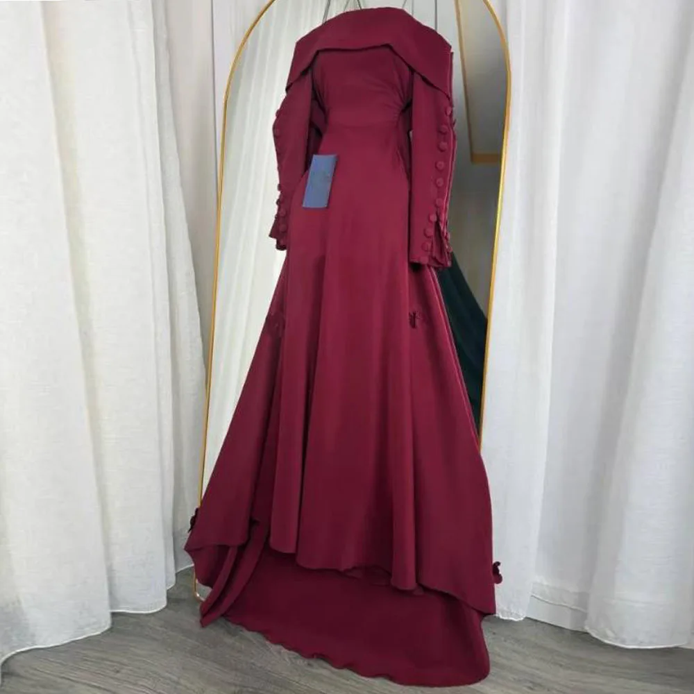 

Вечернее платье трапециевидной формы с открытыми плечами по индивидуальному заказу, с длинным рукавом и цветком, свадебное платье, вечернее платье трапециевидной формы с накидкой