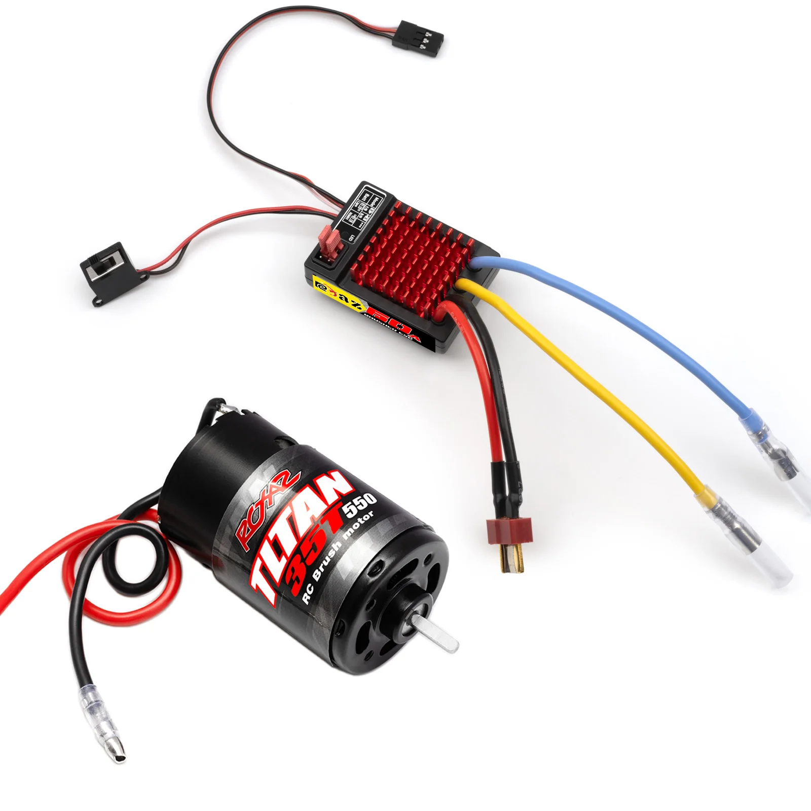 RCXAZ Brushed Power Kit 550 Motor 60/320A ESC BEC 6V/2A Geeignet für 1/10 Crawler Offroad Truck Buggy TRX4 TRX6 Axial SCX10 II III Redcat Gen7 Gen8 V2 RC4WD D90 RC Auto Upgrade-Teile