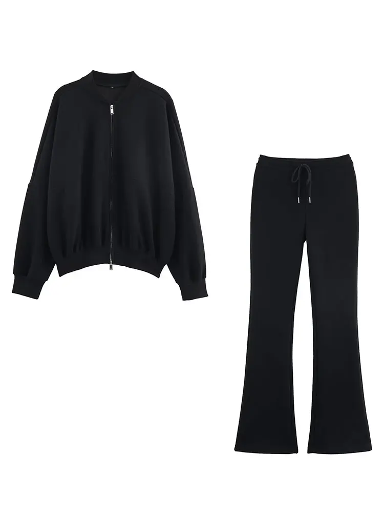 HH أطقم سراويل نسائية أنيقة متوهجة وأكمام طويلة سترات منفوخة برباط بنطلون خريفي نسائي غير رسمي للركض #6