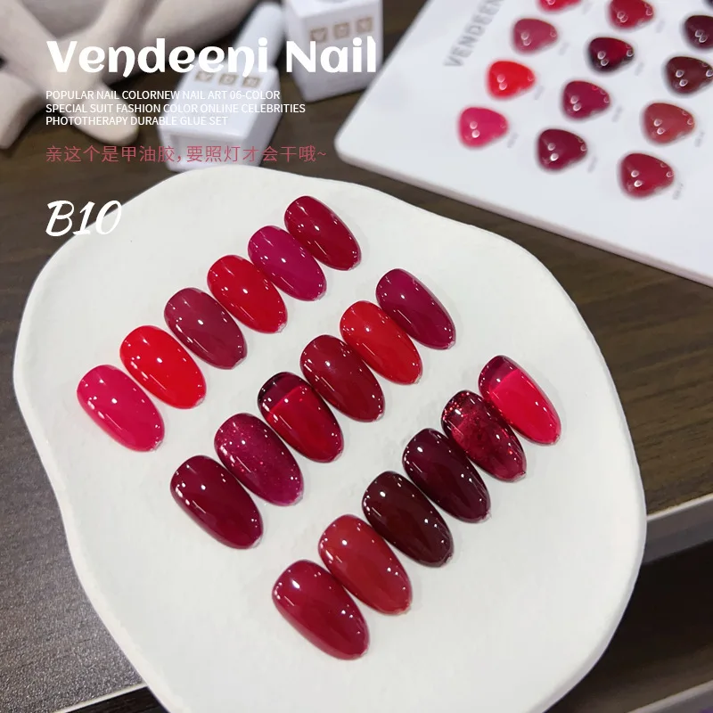 VENDEENI ชุดสีแดง 18 สีเล็บเจลชุดเล็บ Salon 2024 ใหม่ Professional ขายร้อนปลอดสารพิษ UV เจลเล็บชุดขายส่ง