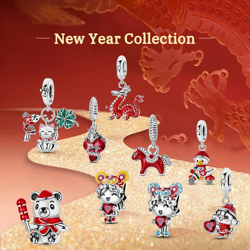 

New Year and Spring Festival Styles Charm Beads Fits 3mm Bracelet Necklace For Women Pendants Bead Luxury DIY Jewelry Making Hot