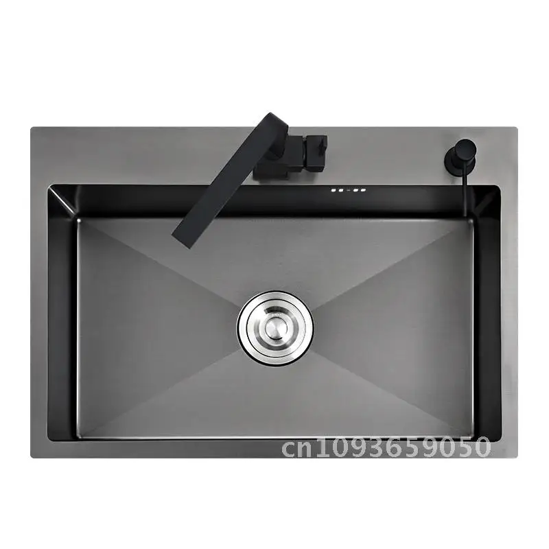 Black kitchen sink above counter or udermount vegetable washing basin sink kitchen  black stainless steel seamless welding pia