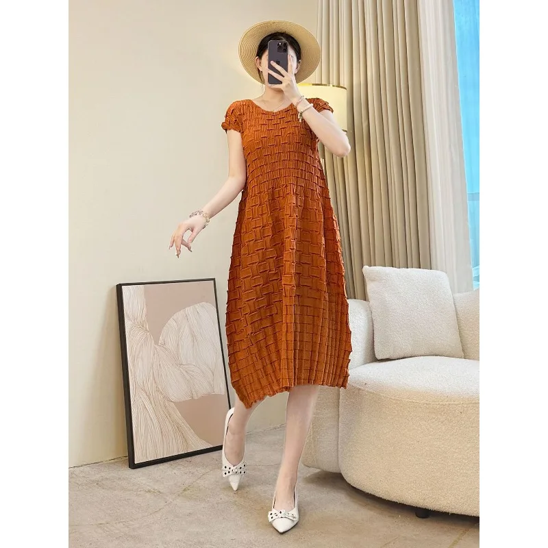 مياكي مطوي المرأة سترة علوية سترة طويلة الأكمام جديد بسط فستان أنيق 2 قطع كبيرة الحجم مزاجه أضعاف تنورة طويلة