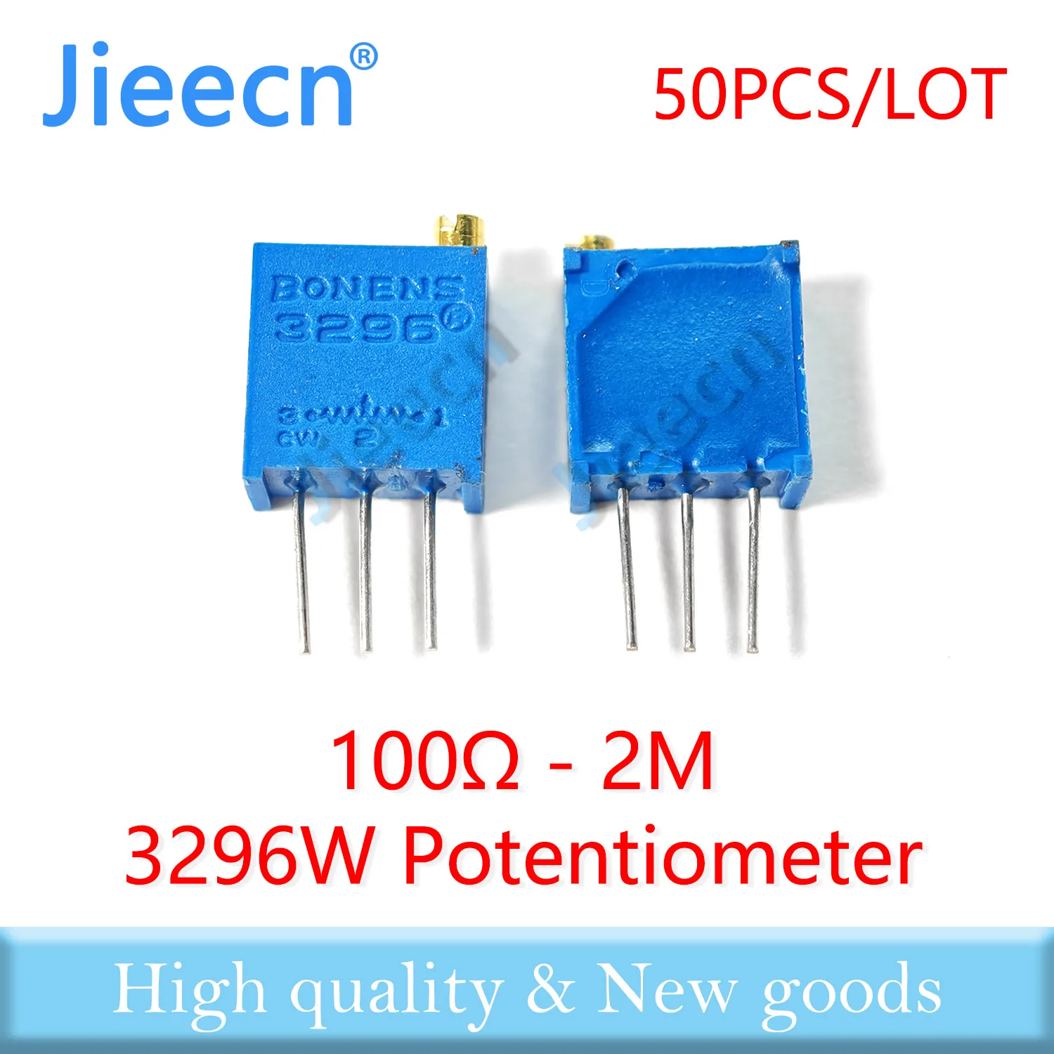 50PCS 3296W 100R-2M Trimming Potentiometer Chinese High Quality 3296W-1-101 201 501 102 202 502 103 203 503 104 204 504 105 205