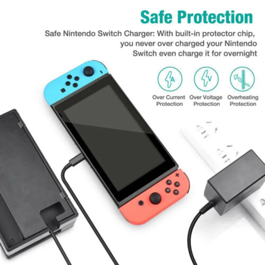 Pengganti untuk Nintend Switch 5v-2.4A AC aksesori adaptor pengisi daya catu daya