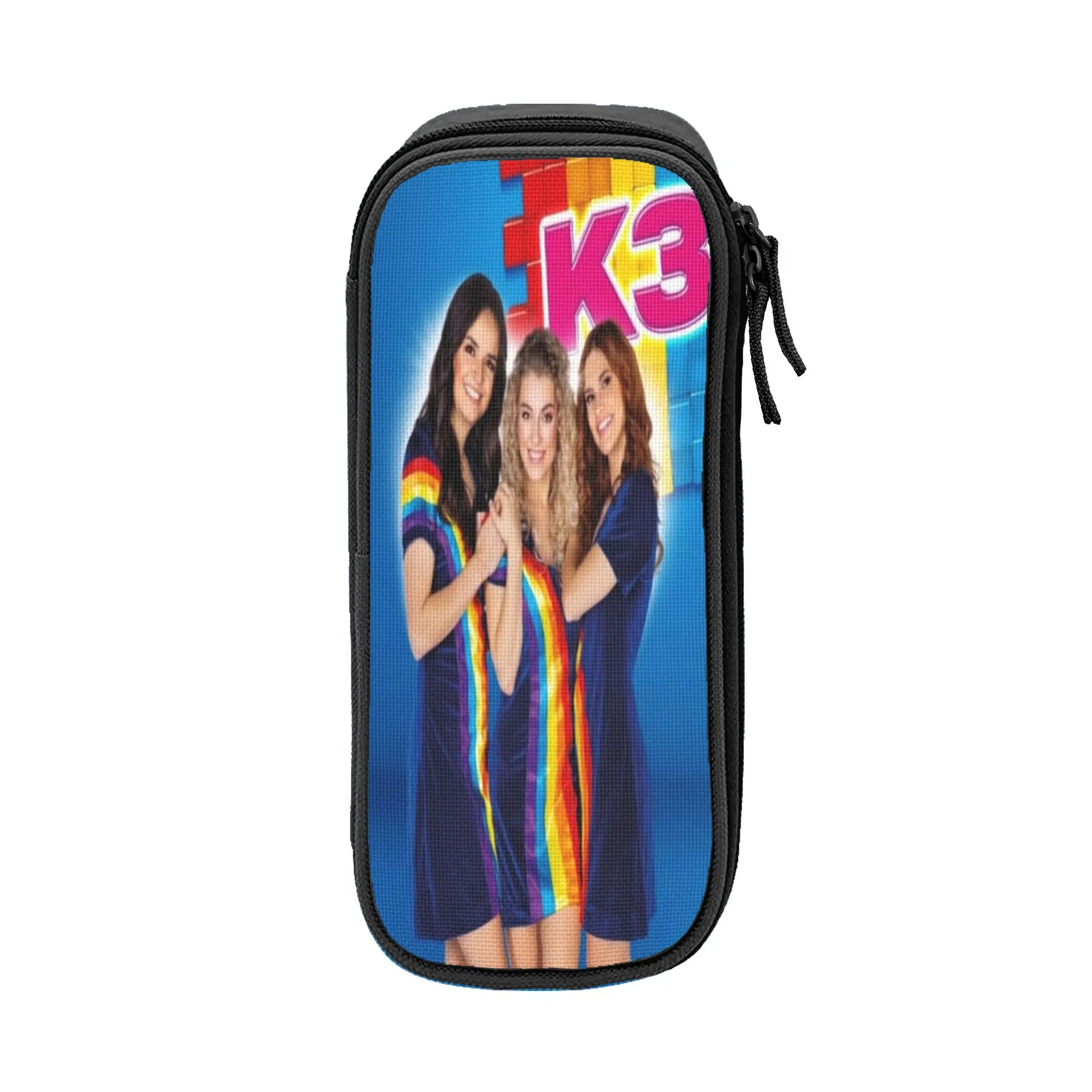 Großes Federmäppchen K3 Studio100 Girl Group Bürobedarf Doppelschichtiges Federmäppchen Mädchen Make-up-Tasche Geschenk