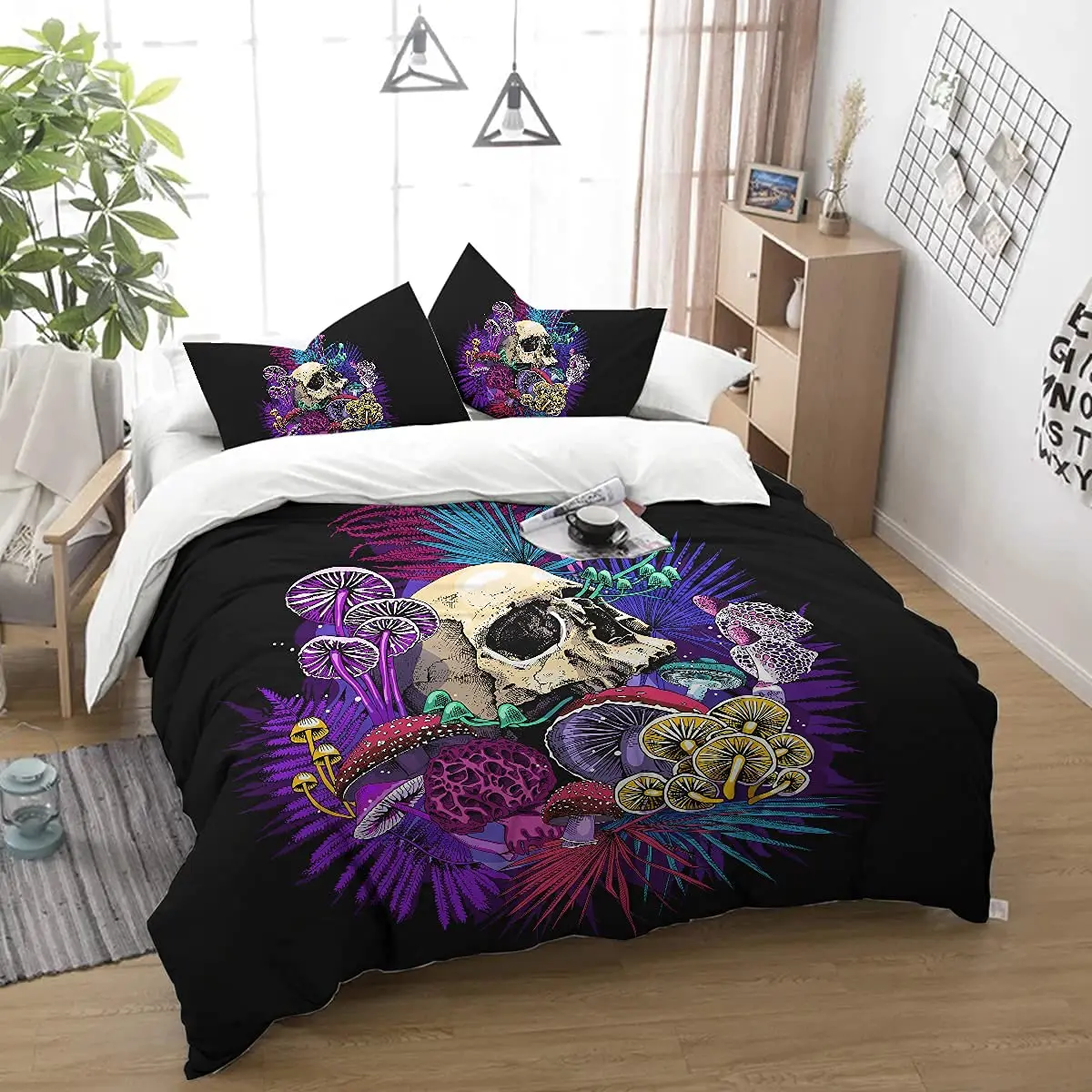 

Skull Bedding Sets for Teen Boys,Skull Printed Duvet Cover Set Bedding Set,Comforter Cover Full Size,1 Quilt Cover 2 Pillowcases