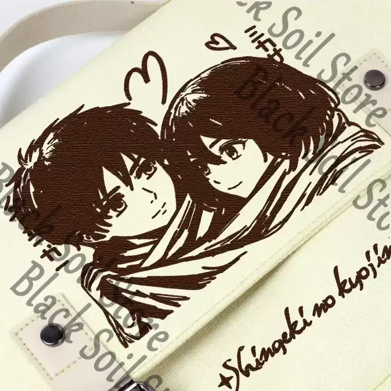 Anime Attack on Titan Eren Jaeger Mikasa·Ackerman Cosplay Cartoon Merch Portable Crossbody Bags Shoulder Canvas Cloth Cool Gifts