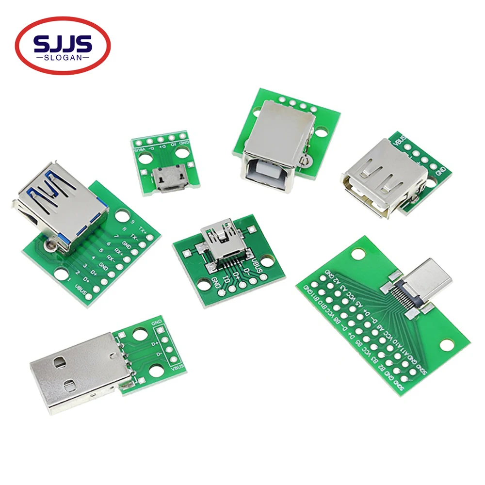 【10PCS】MICRO TYPE-C USB2.0 USB3.0 MINI5P USB to DIP Adapter board has been soldered module circuit small board line power supply