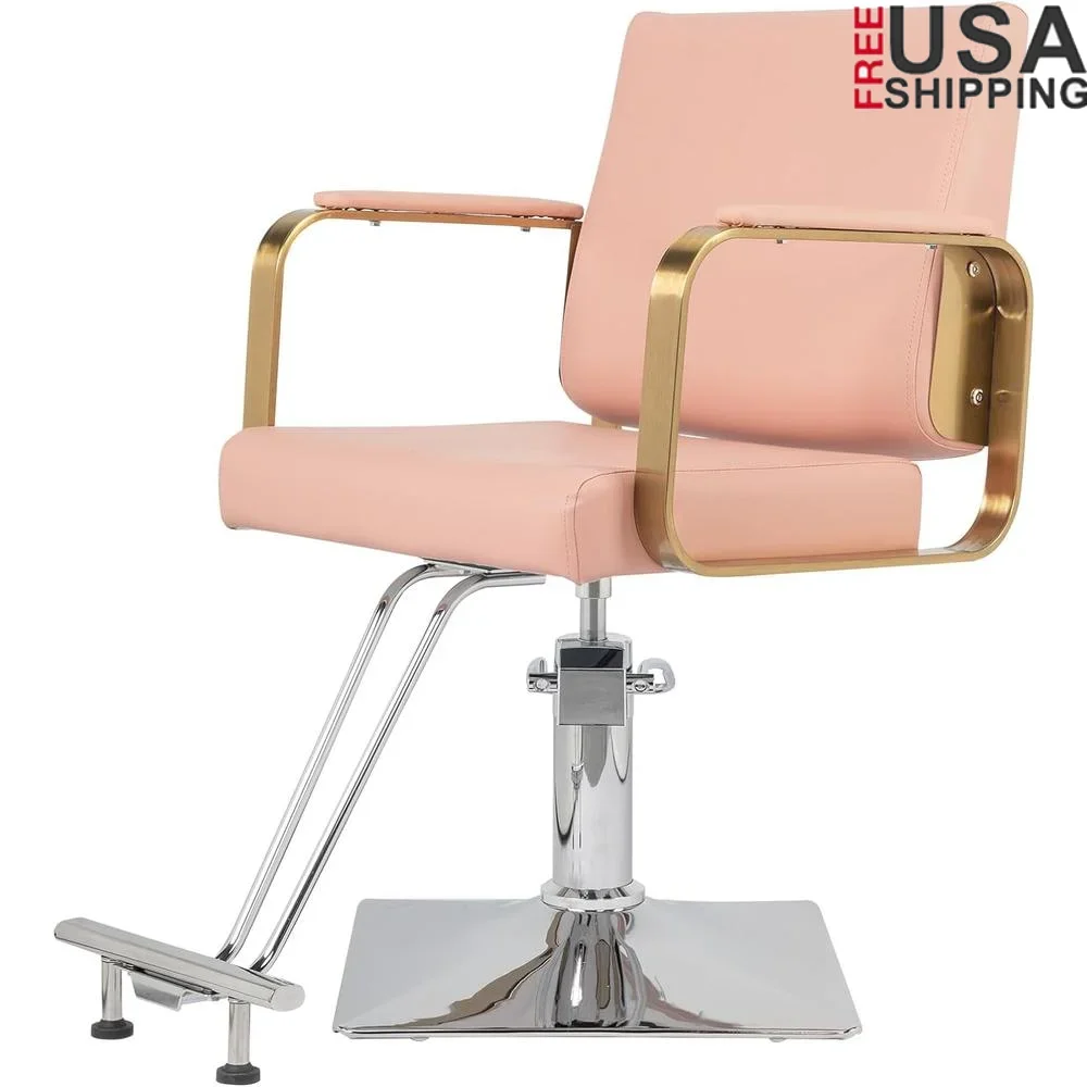 Hair Stylist Chair Barber Chair Salon Equipment Hydraulic Swivel Rolling Comfortable Cushioned Seat Adjustable Footrest Durable