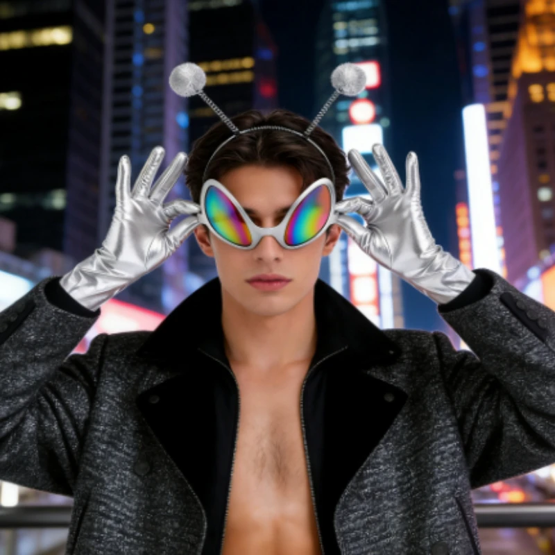 

Набор аксессуаров для костюма инопланетянина на Пасху: повязки на голову с антеннами, солнцезащитные очки, перчатки и банданы... – Забавный праздничный наряд