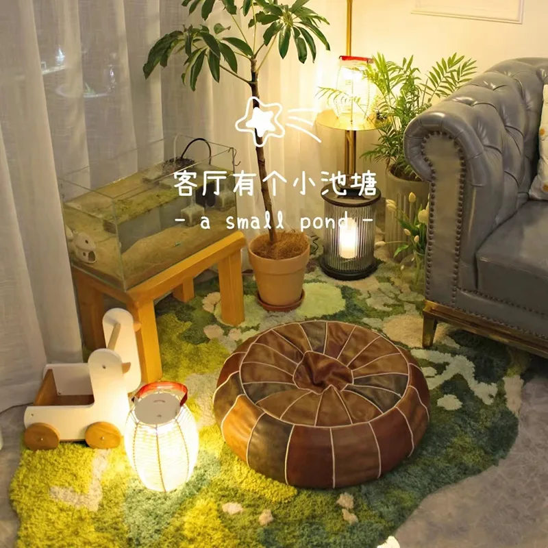 Green plant moss bedroom bedside blanket room special-shaped room living room dirt-resistant wool carpet