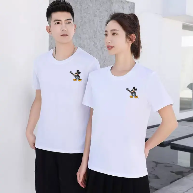 

2025 European and American fashion hot selling couple's embroidered men's and women's fashion T-shirt men's Disney Mickey T-shir