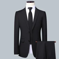 High-quality Solid Color Wedding Suit (suit+Trousers)2024 New Fashion Handsome Business Leisure Boutique Men's 2-piece Set Suit