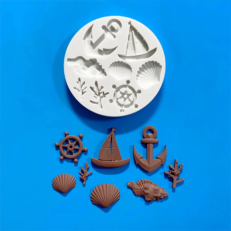 Marine series shell silicone mold conch starfish silicone mold pirate scallop silicone mold baking cake decoration mold.