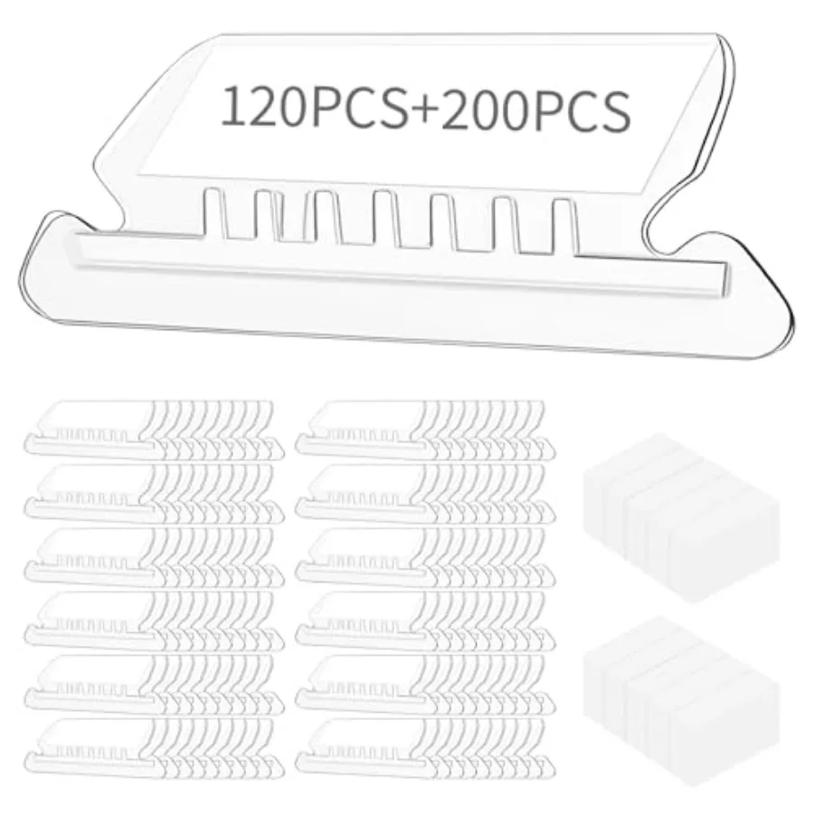 

Hanging File Folder Tabs, 120 Pcs File Folder Tabs and 200 Pcs Inserts, File Tabs for Hanging Folders, Plastic Hanging Folder T