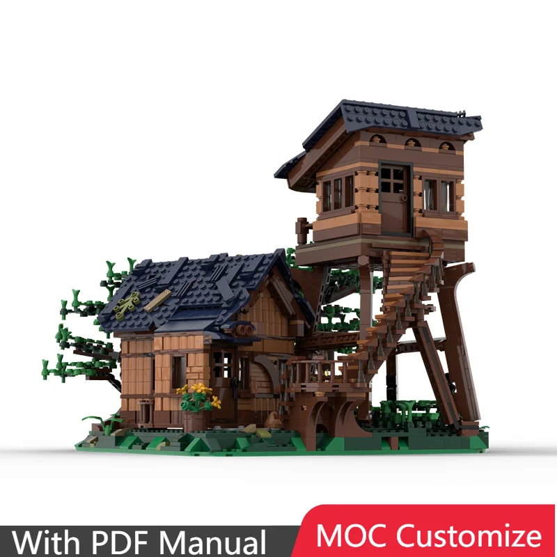 

1948 шт. MOC, креативный строительный блок, модель лесной наблюдения за, детская образовательная сборка «сделай сам», игрушечный костюм для мальчика, подарок-сюрприз