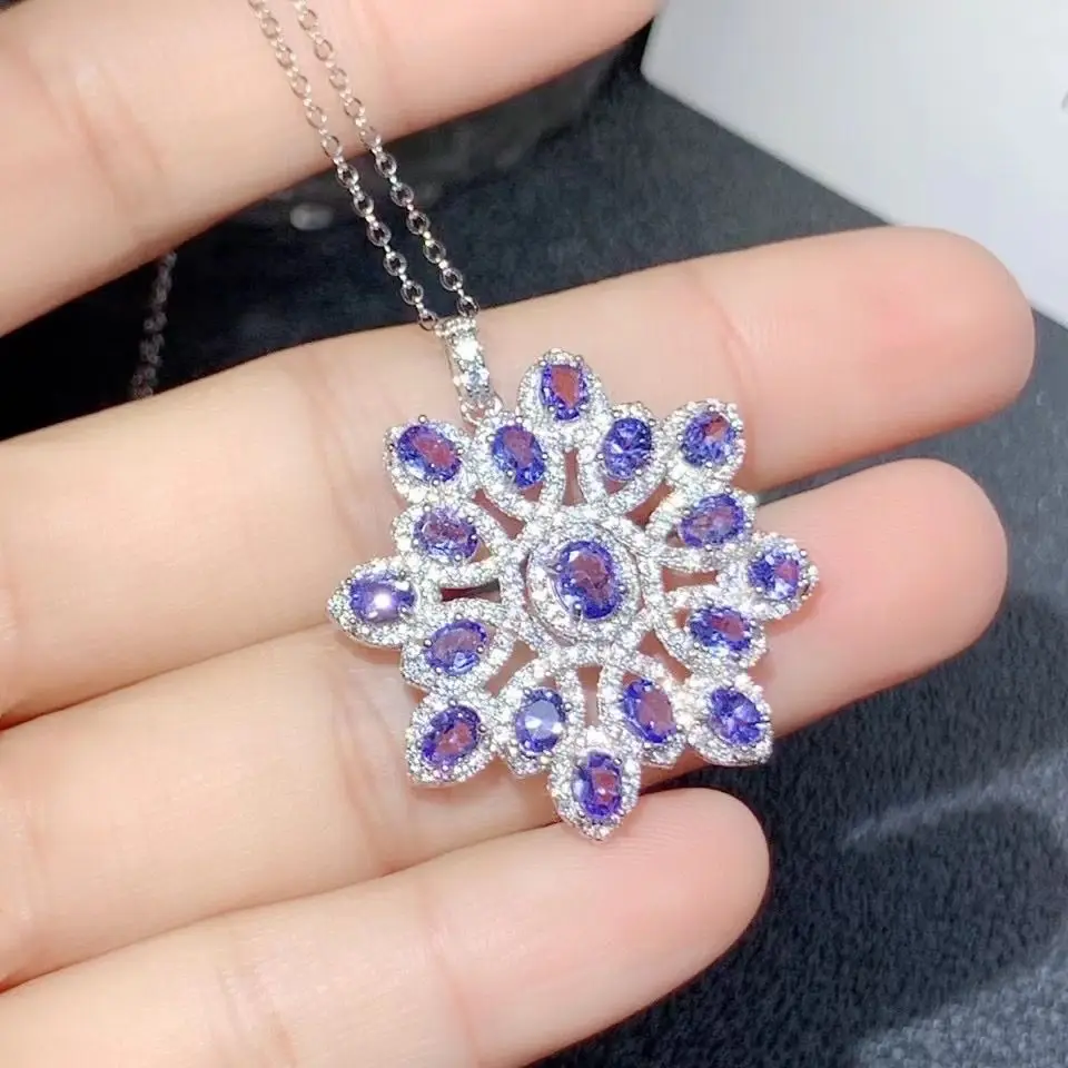 ZECAA 925 Jewelry Tanzanite Pendant For Woman With Tanzanite Gemstone 3*4mm Pendant For Dating S925 Silver Tanzanite Pendant