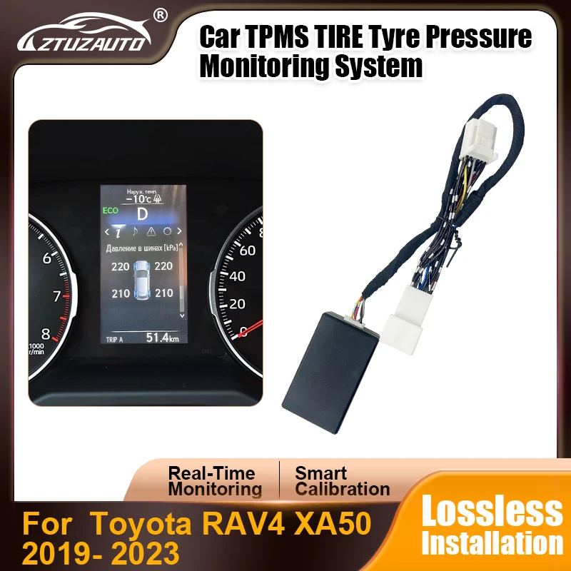 Smart Car TPMS Tire Digital LCD Display Auto Security Alarm Tyre Pressure Monitor For Toyota RAV4 XA50  2019- 2023