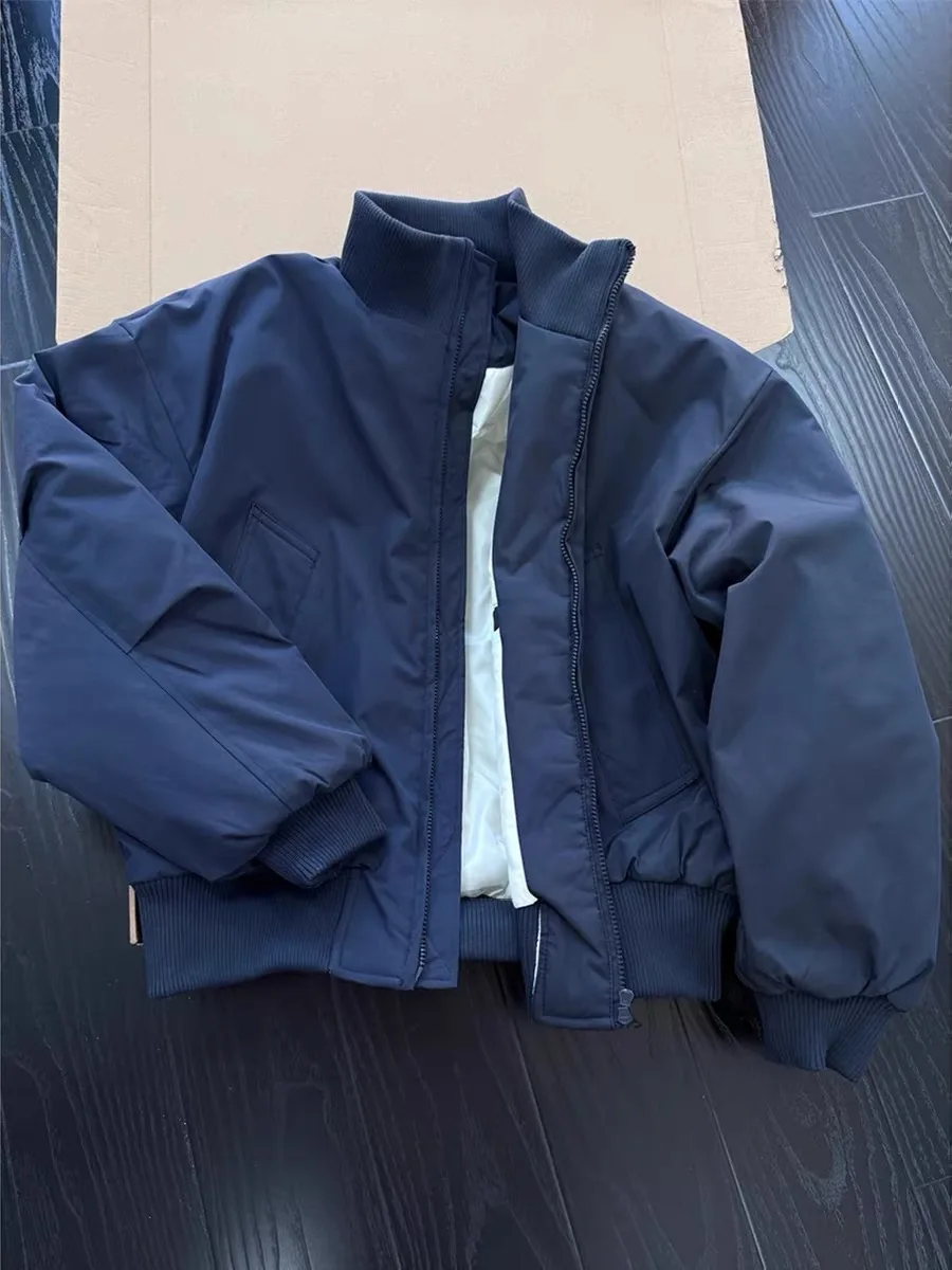 

Cleanfit Tibetan Blue Winter Cotton Jaet Men's Thiened Flight Coat ort American Sle Outerwear Warm Long Sve Zipper
