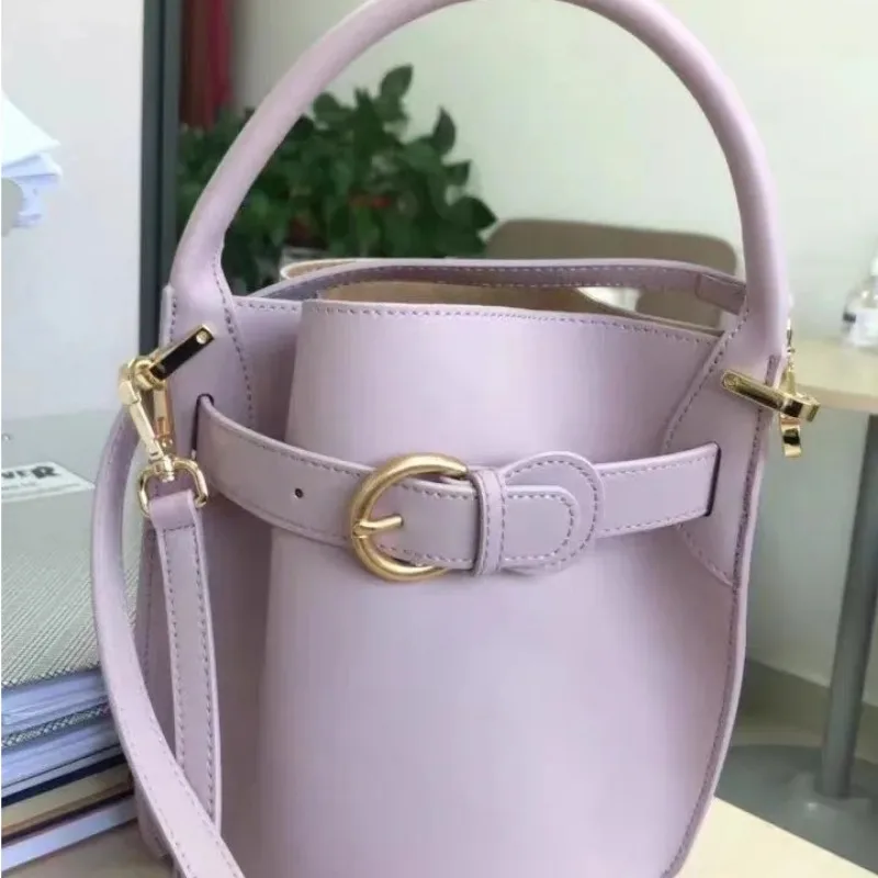 Bolso de cubo de cuero suave de alta calidad para mujer, nuevo bolso cruzado de un hombro con temperamento, bolsos pequeños para ir al trabajo, bolso de ocio