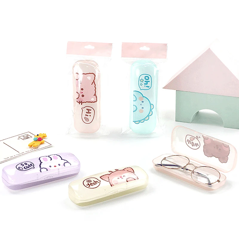 1 stücke Nette Cartoon Transparent Gläser Fall Matte Wasserdichte PVC Student Myopie Brillen Lagerung Box Sonnenbrille Zubehör
