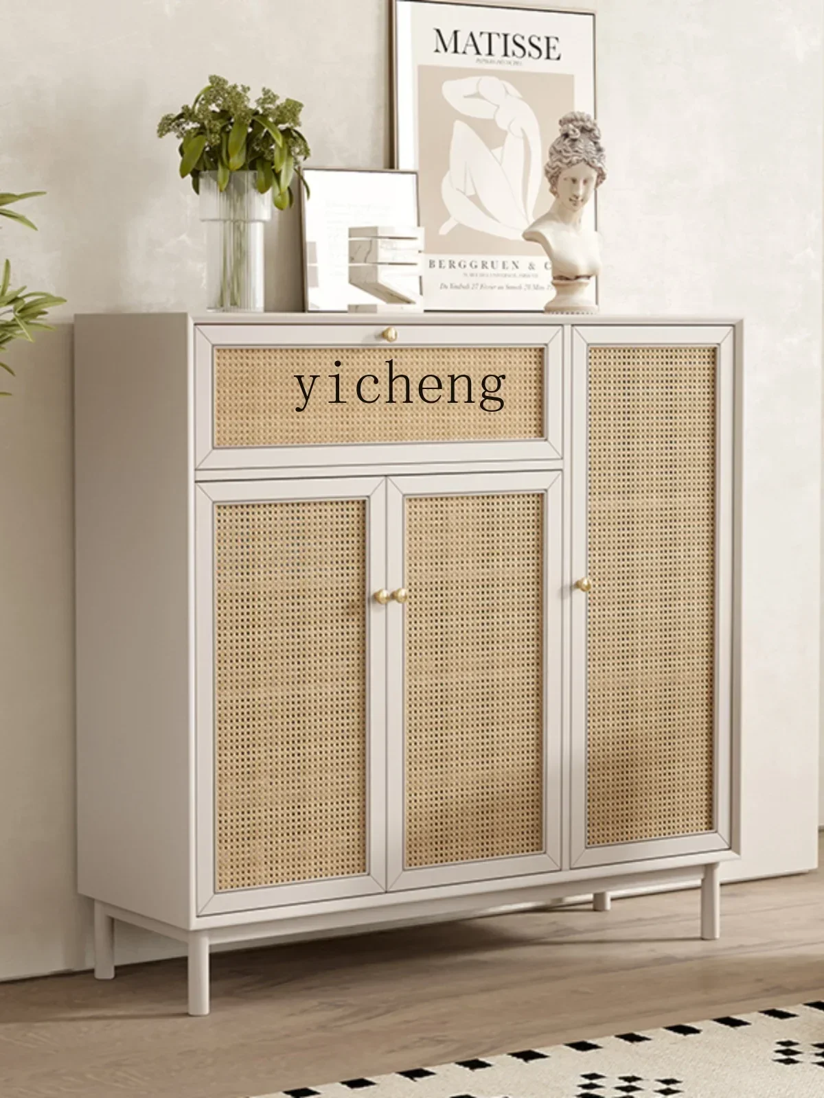 V21 Rattan Shoe Cabinet Entrance Entrance Cabinet Home Large Capacity Locker Sideboard Cabinet
