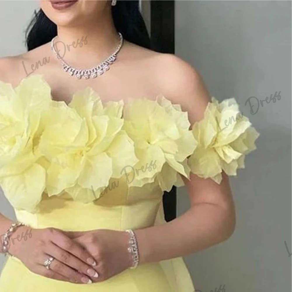 Lena Yellow Serin Evening Dresses for Formal Occasions Sleeveless Luxury Dresses Women 2024 Strapless Ground-length Flowers Gala